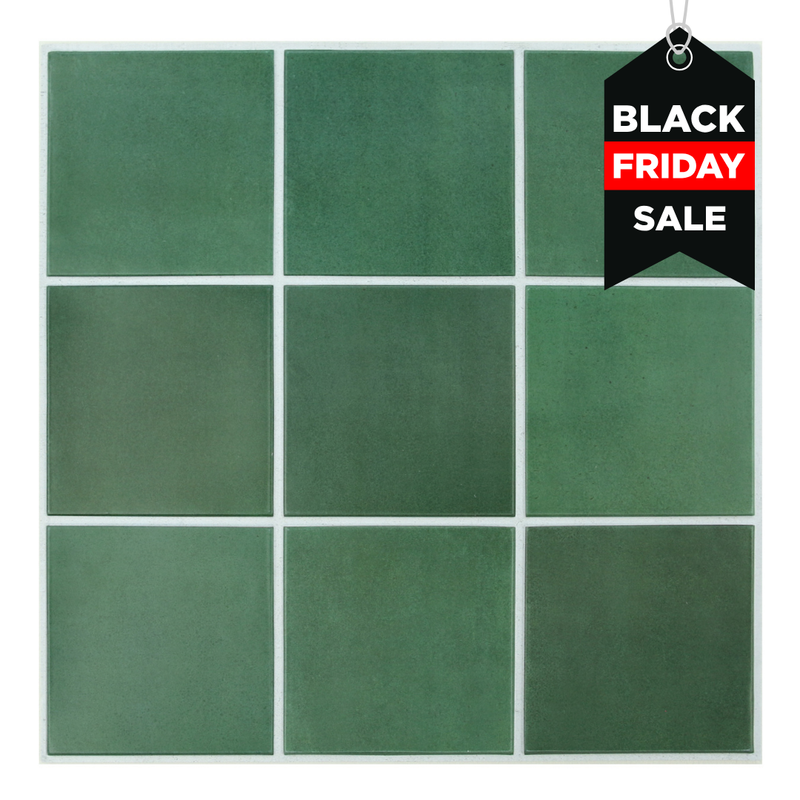 Azulejo de pared despegable y adhesivo cuadrado verde oscuro 3D