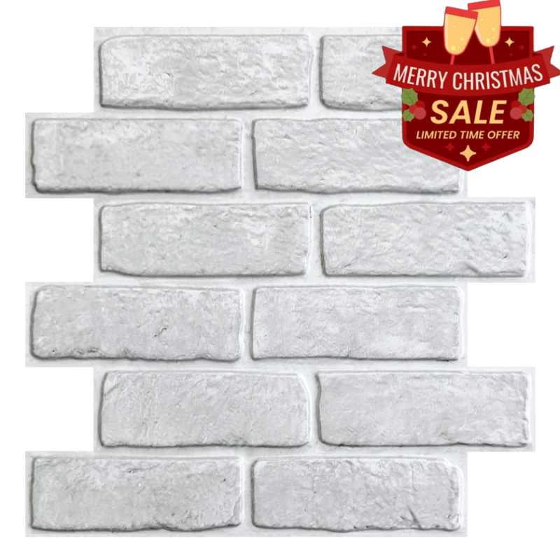 3D Vintage White Brick Peel and Stick Wall Tile