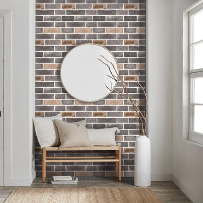 3D Dark Gray Brick Peel and Stick Wall Tile