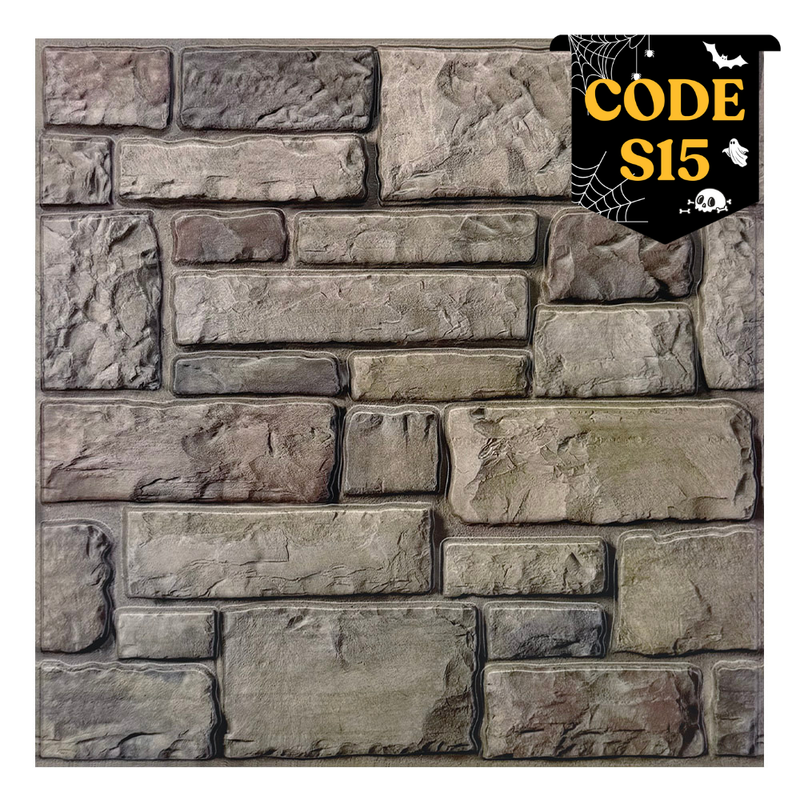 Azulejo de pared de piedra rústica marrón 3D con autoadhesivo