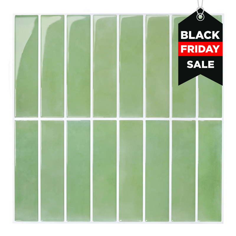 Azulejo para salpicadero de color verde salvia lineal autoadhesivo