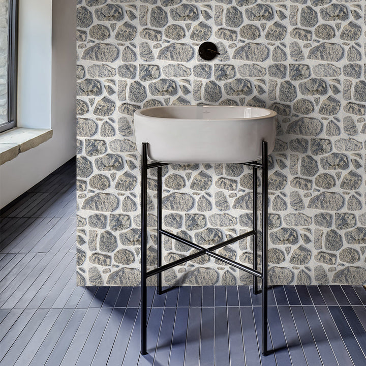 3D Grey Rock Stone Peel and Stick Wall Tile – Commomy