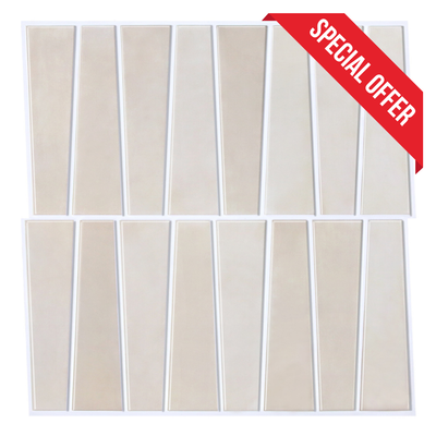 3D Trapezoid Cream Peel and Stick Wall Tile