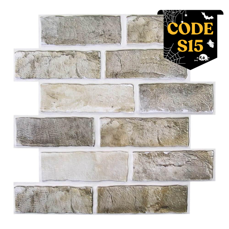 Azulejo de pared de ladrillo gris marrón 3D Peel and Stick