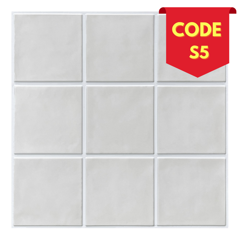 3D Mist Gray Ceramic Square Peel and Stick Wall Tile