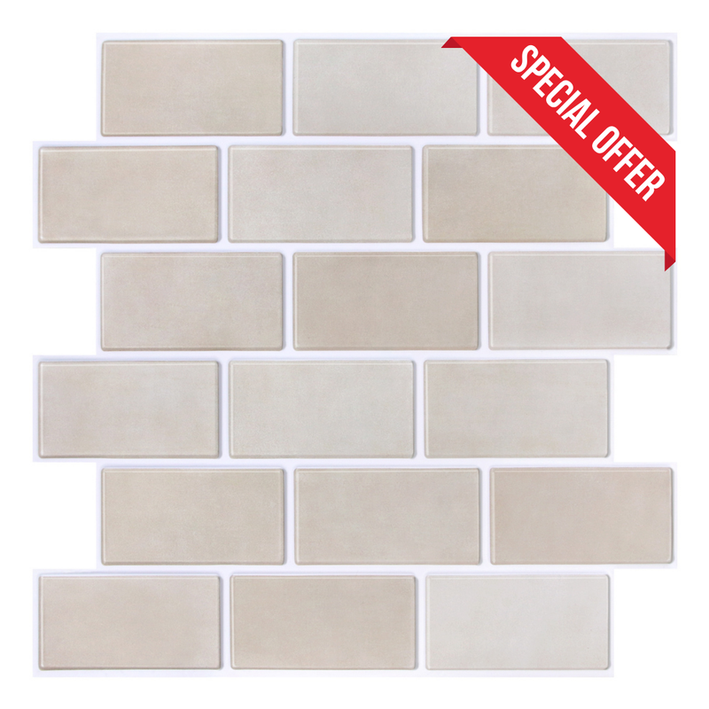 3D Toledo Cream Subway Peel and Stick Wall Tile