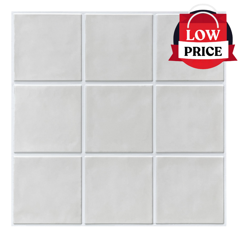 3D Mist Gray Ceramic Square Peel and Stick Wall Tile