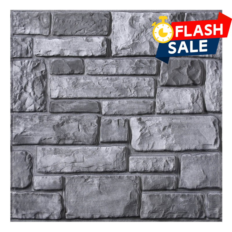 3D Rustic Grey Stone Peel and Stick Wall Tile