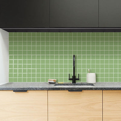 Green Square Peel and Stick Backsplash Tile