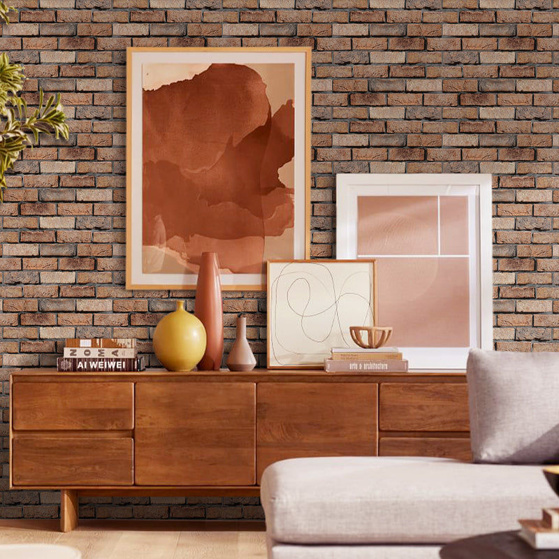 3D Dark Brown Brick Peel and Stick Wall Tile