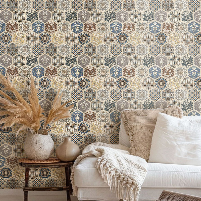 Azulejo de pared 3D Brown Boho Hexagon Peel and Stick