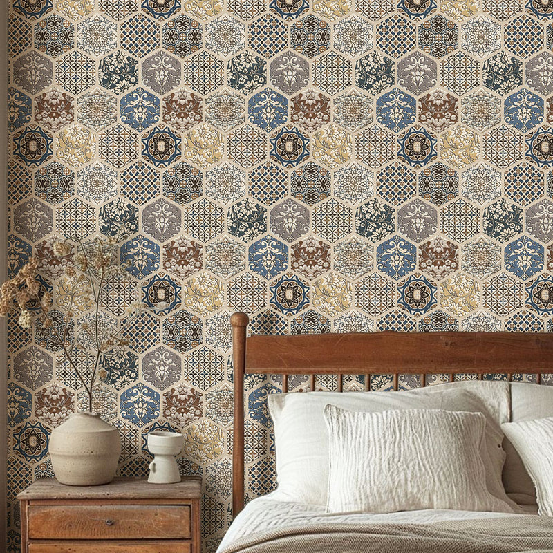 Azulejo de pared 3D Brown Boho Hexagon Peel and Stick