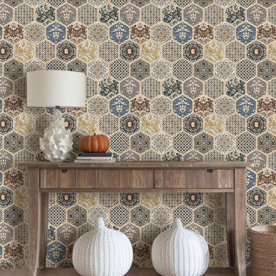 3D Brown Boho Hexagon Peel and Stick Wall Tile