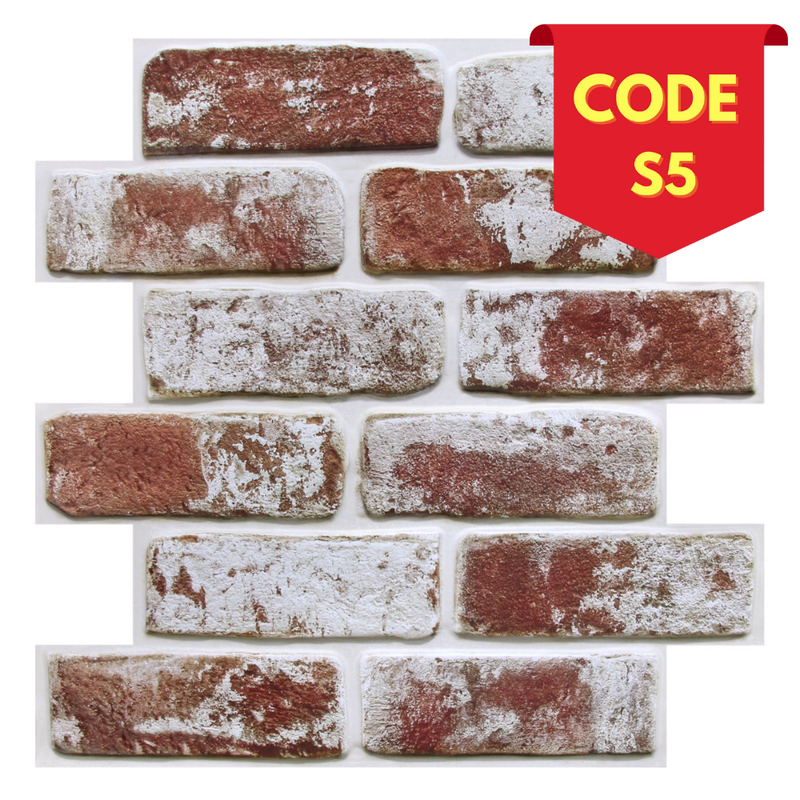 3D Vintage Red Whitewash Brick Peel and Stick Wall Tile