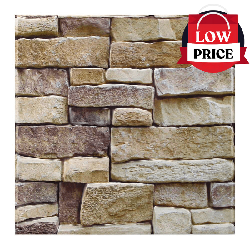 3D Vintage Brown Stone Peel and Stick Wall Tile