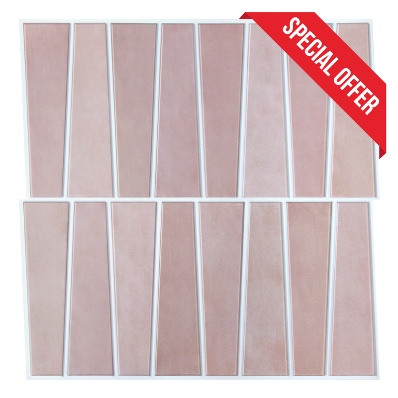 3D Trapezoid Pink Peel and Stick Wall Tile