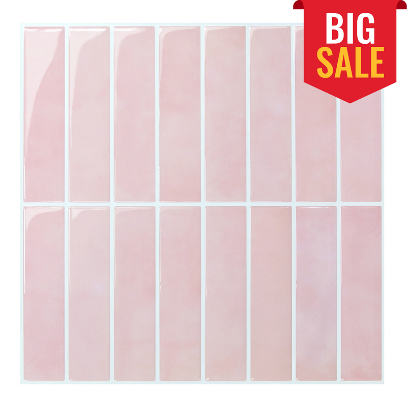 Pink Linear Peel and Stick Backsplash Tile