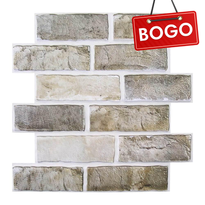 3D Brown-Gray Brick Peel and Stick Wall Tile