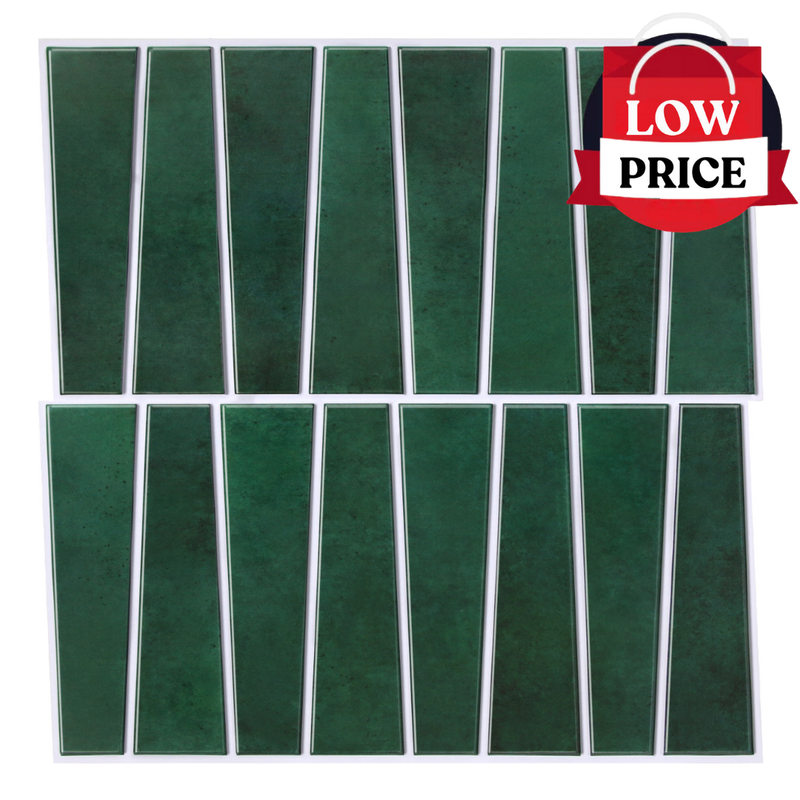 3D Trapezoid Forest Green Peel and Stick Wall Tile