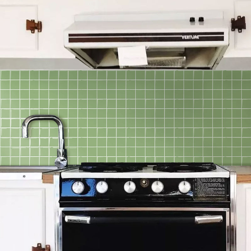 Green Square Peel and Stick Backsplash Tile