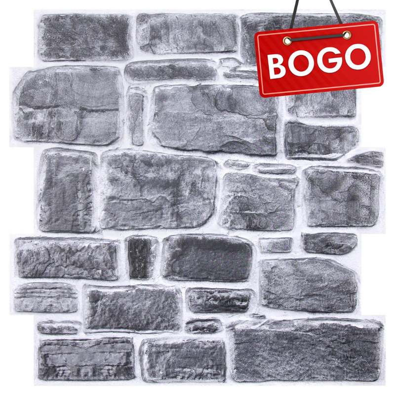 3D Retro Gray Faux Stone Peel and Stick Wall Tile