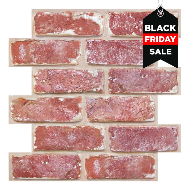 3D Old Red Rustic Brick Peel and Stick Wall Tile