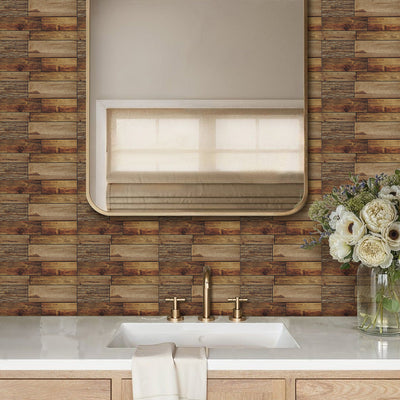 Yellow Wood Peel and Stick Tile Stickers