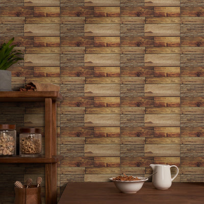 Yellow Wood Peel and Stick Tile Stickers