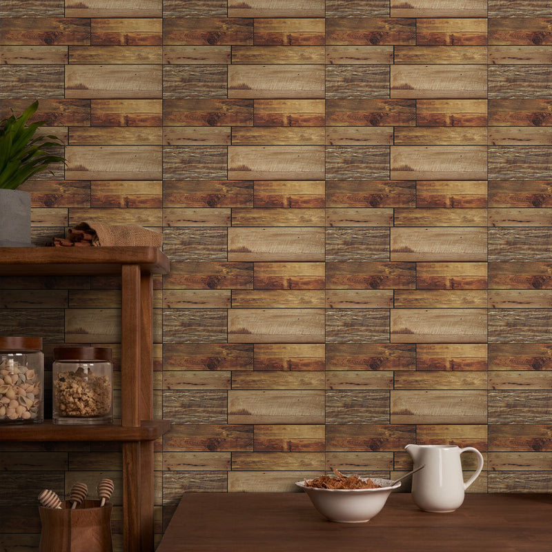 Yellow Wood Peel and Stick Tile Stickers