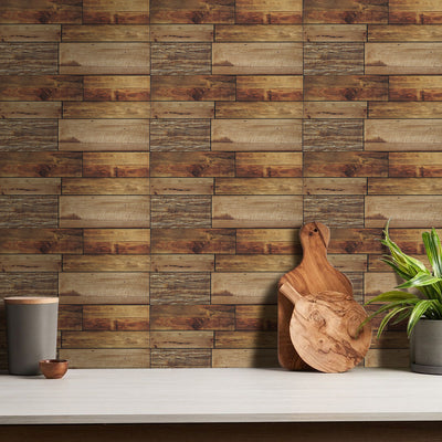 Yellow Wood Peel and Stick Tile Stickers