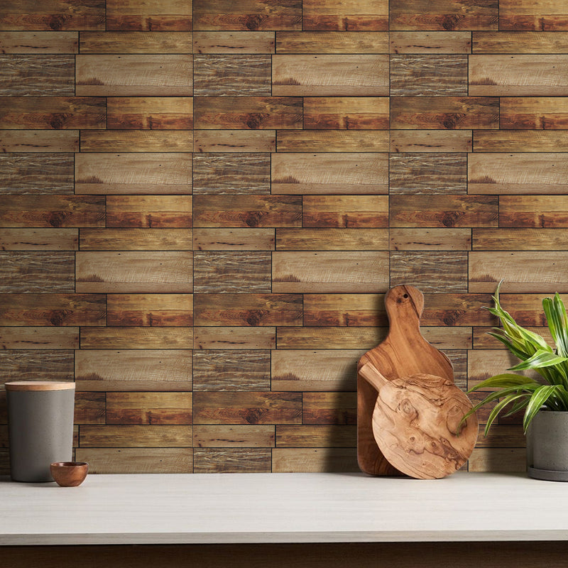 Yellow Wood Peel and Stick Tile Stickers