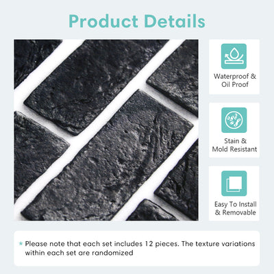 Gray Brick Peel and Stick Tile Stickers