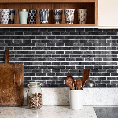 Gray Brick Peel and Stick Tile Stickers