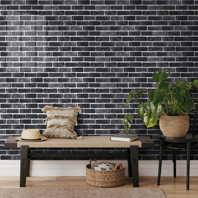 Gray Brick Peel and Stick Tile Stickers