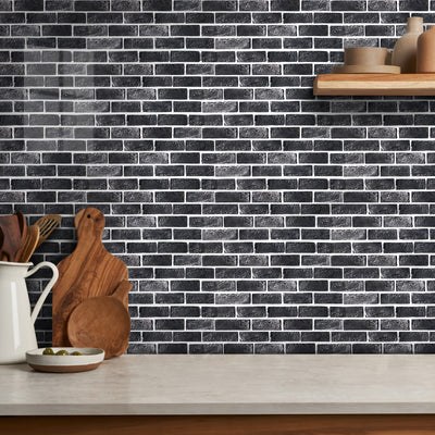 Gray Brick Peel and Stick Tile Stickers