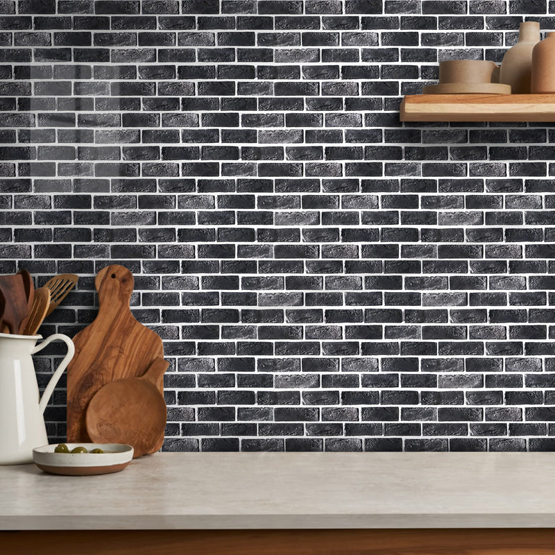 Gray Brick Peel and Stick Tile Stickers