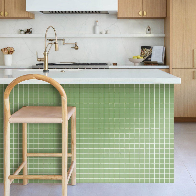 Green Square Peel and Stick Backsplash Tile