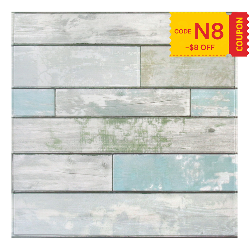 3D Rustic Horizontal Wooden Plank Peel and Stick Wall Tile