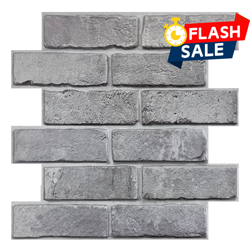 3D Natural Grey Faux Brick Peel and Stick Wall Tile