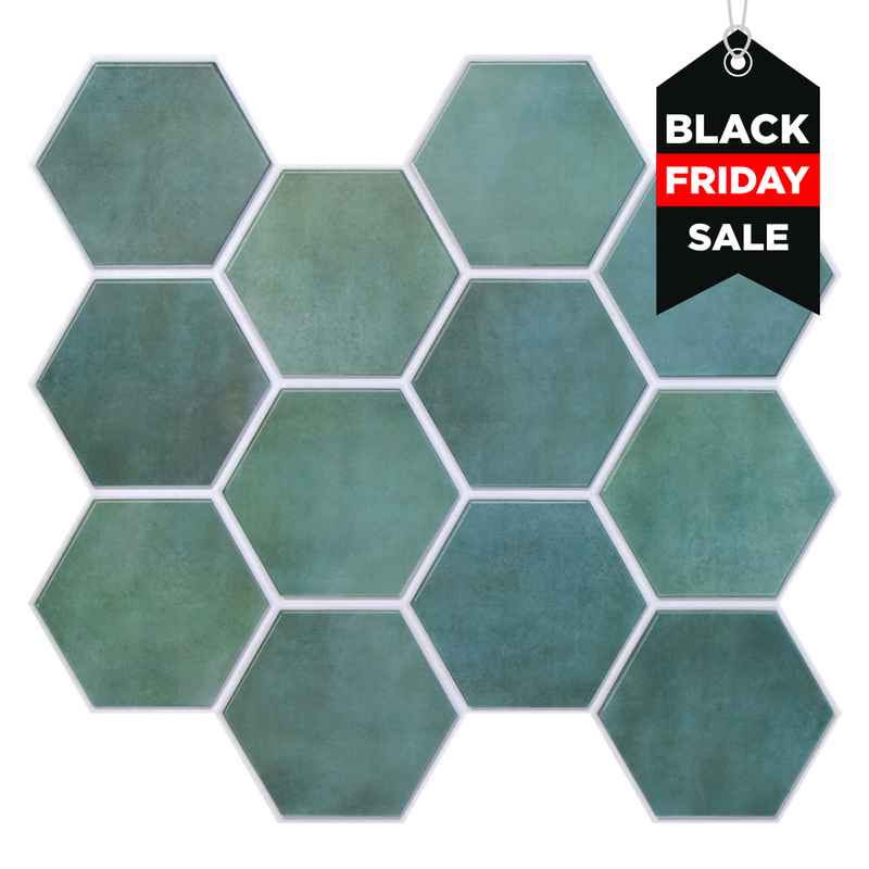3D Patina Green Hexagon Peel and Stick Wall Tile