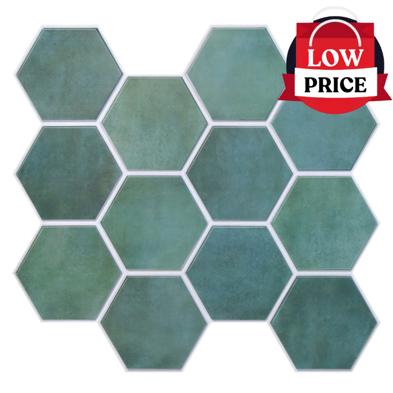 3D Patina Green Hexagon Peel and Stick Wall Tile