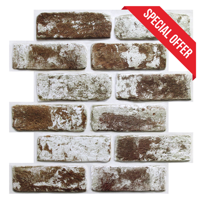 3D Coffee Brown Whitewash Brick Peel and Stick Wall Tile