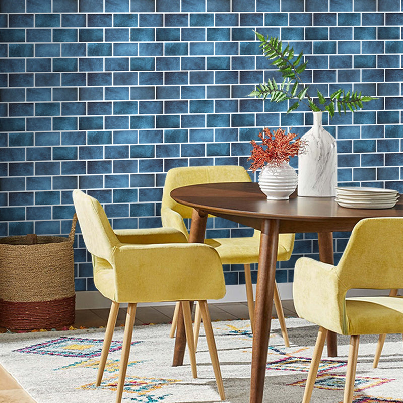 3D Peacock Blue Ceramic Brick Peel and Stick Wall Tile