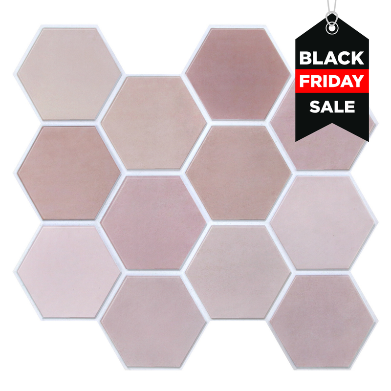 3D Pink Hexagon Peel and Stick Wall Tile
