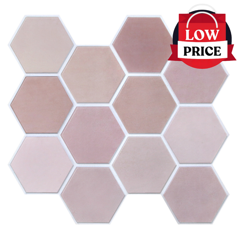 3D Pink Hexagon Peel and Stick Wall Tile