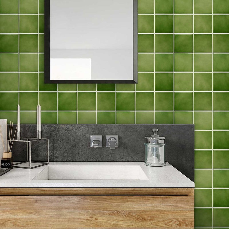 3D Green Ceramic Peel and Stick Wall Tile