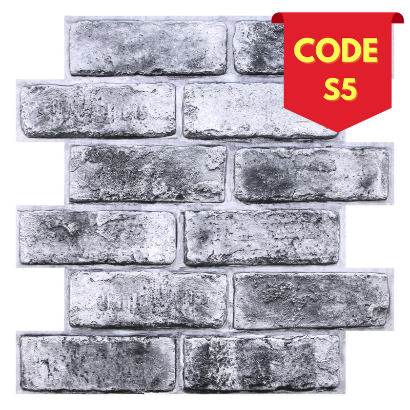 Azulejo de pared 3D de ladrillo blanqueado gris autoadhesivo