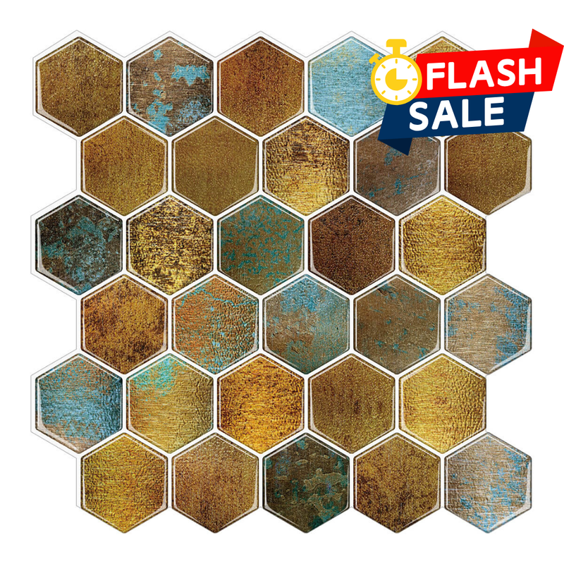 Gold Hexagon Peel and Stick Backsplash Tile - Thicker Design