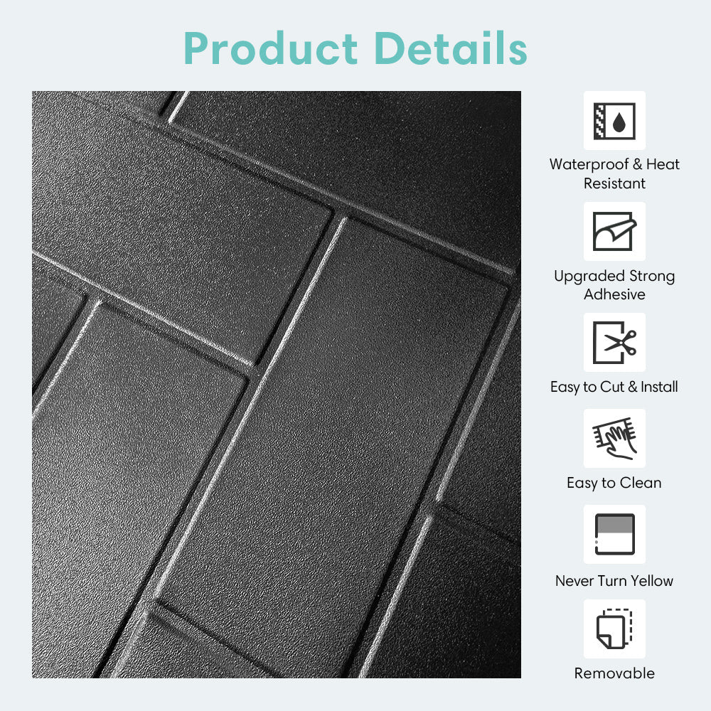 Peel And Stick Herringbone Backsplash Tiles For Kitchen - Self Adhesive, 3D Design, Upgrade Thicker 12x12 Inch Wall Stickers - View #4