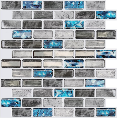 Blaue und graue Mosaik-Rückwandfliese zum Abziehen und Aufkleben